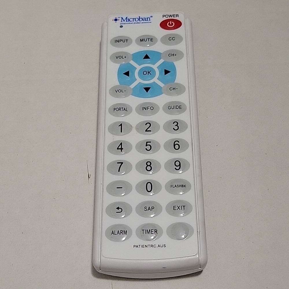 Microban LG03 Remote Control White Antimicrobial Patient TV Controller LG03
